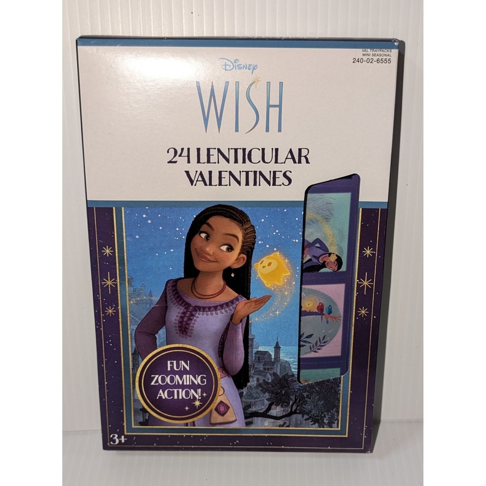 Disney WISH Valentines Day Exchange Cards Box of 24 Lenticular Valentines NEW
